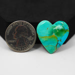 Natural Mohave Turquoise Heart Cabochon 25x25mm 15.5ct - Blue Green - Pedra Gems