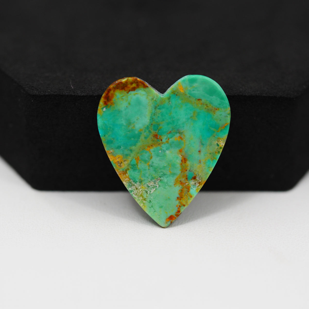Natural Mohave Turquoise Heart Cabochon 20x20mm 14ct - Blue Green - Pedra Gems