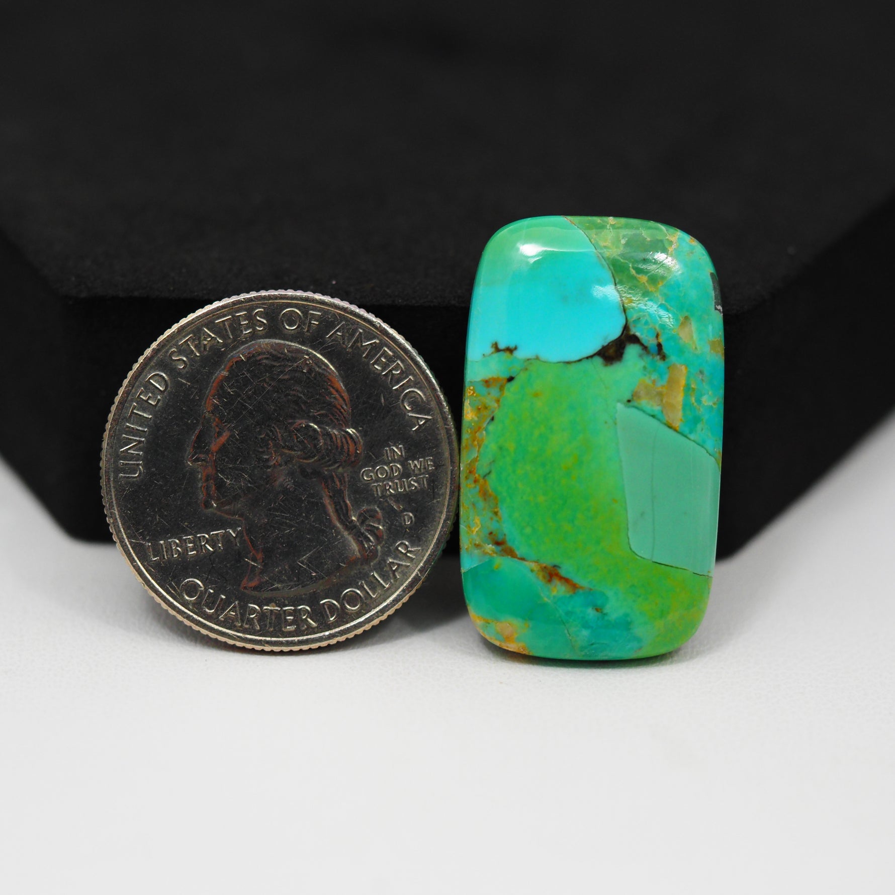Natural Mohave Turquoise Rectangle Cabochon 19x17mm 20ct - Green Rust Matrix - Pedra Gems