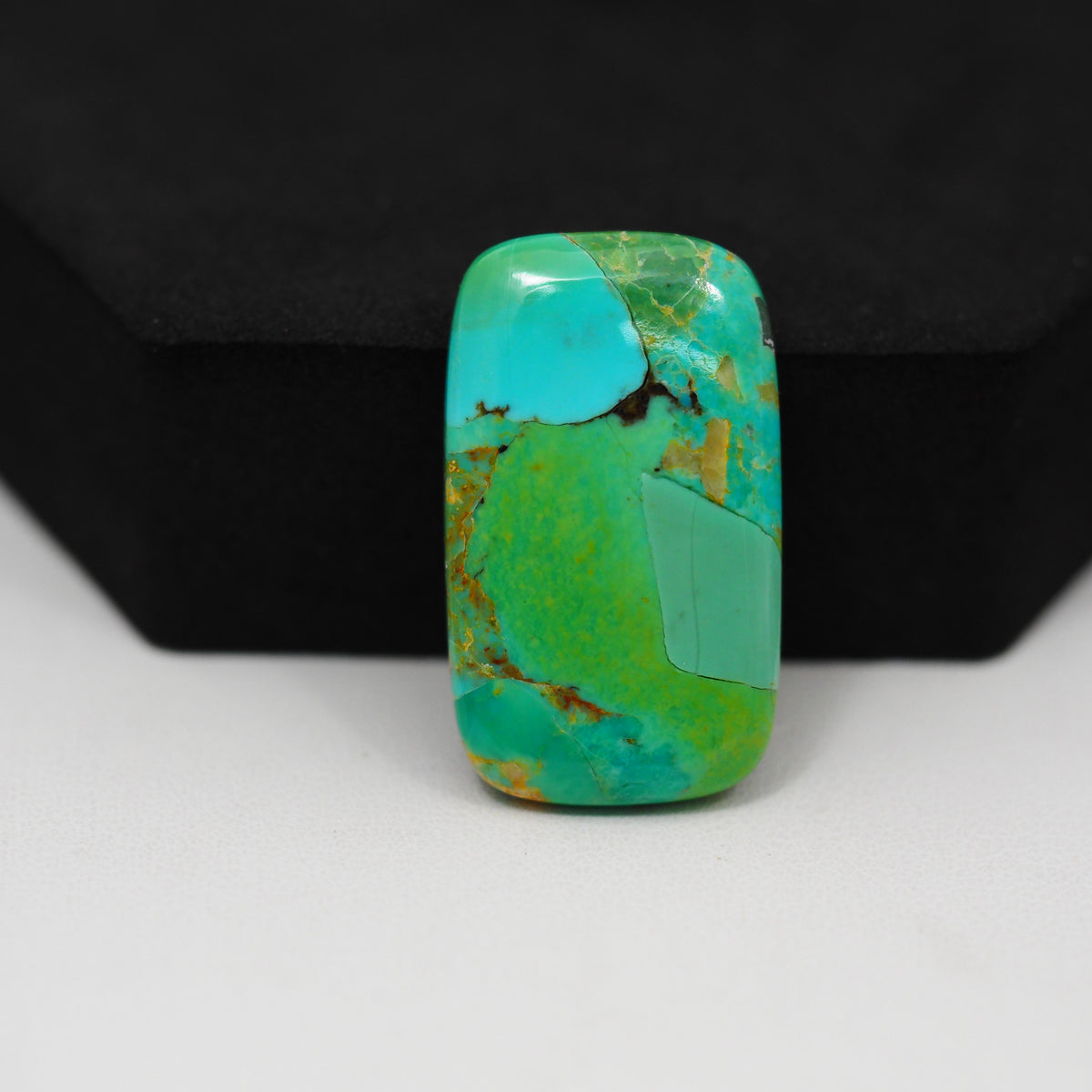 Natural Mohave Turquoise Rectangle Cabochon 19x17mm 20ct - Green Rust Matrix - Pedra Gems