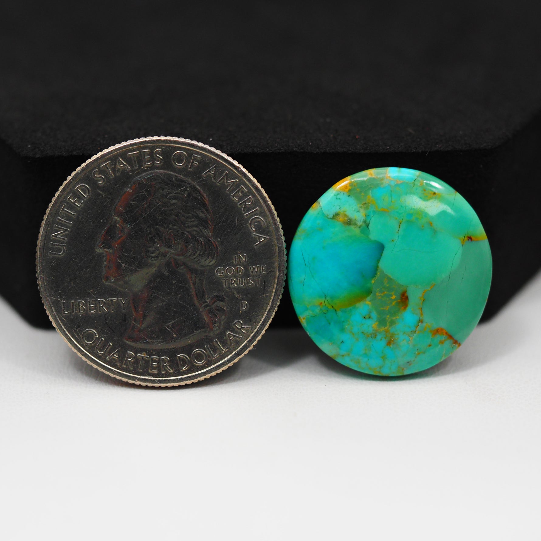 Natural Mohave Turquoise Round Cabochon 19x19mm 9.5ct - Blue Green Rust Matrix - Pedra Gems