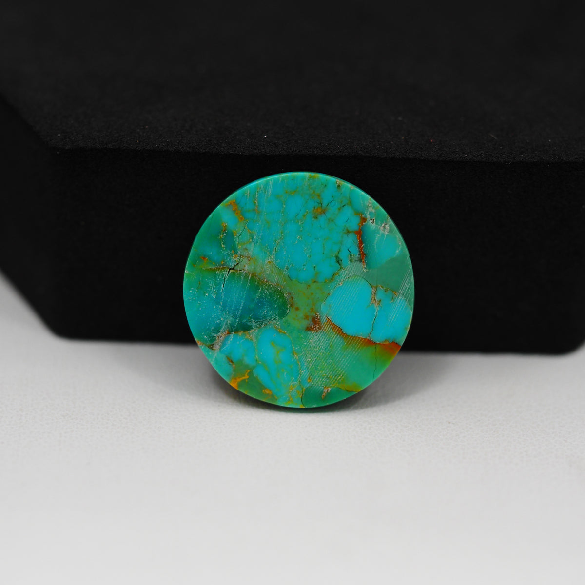 Natural Mohave Turquoise Round Cabochon 19x19mm 9.5ct - Blue Green Rust Matrix - Pedra Gems