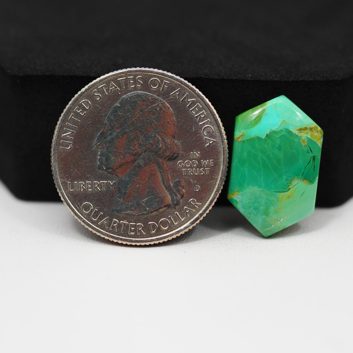 Natural Mohave Turquoise Hexagon Cabochon 17x12mm 6.5ct - Blue Green Rust Matrix - Pedra Gems