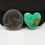 Natural Mohave Turquoise Heart Cabochon 20x20mm 14ct - Green Rust Matrix - Pedra Gems