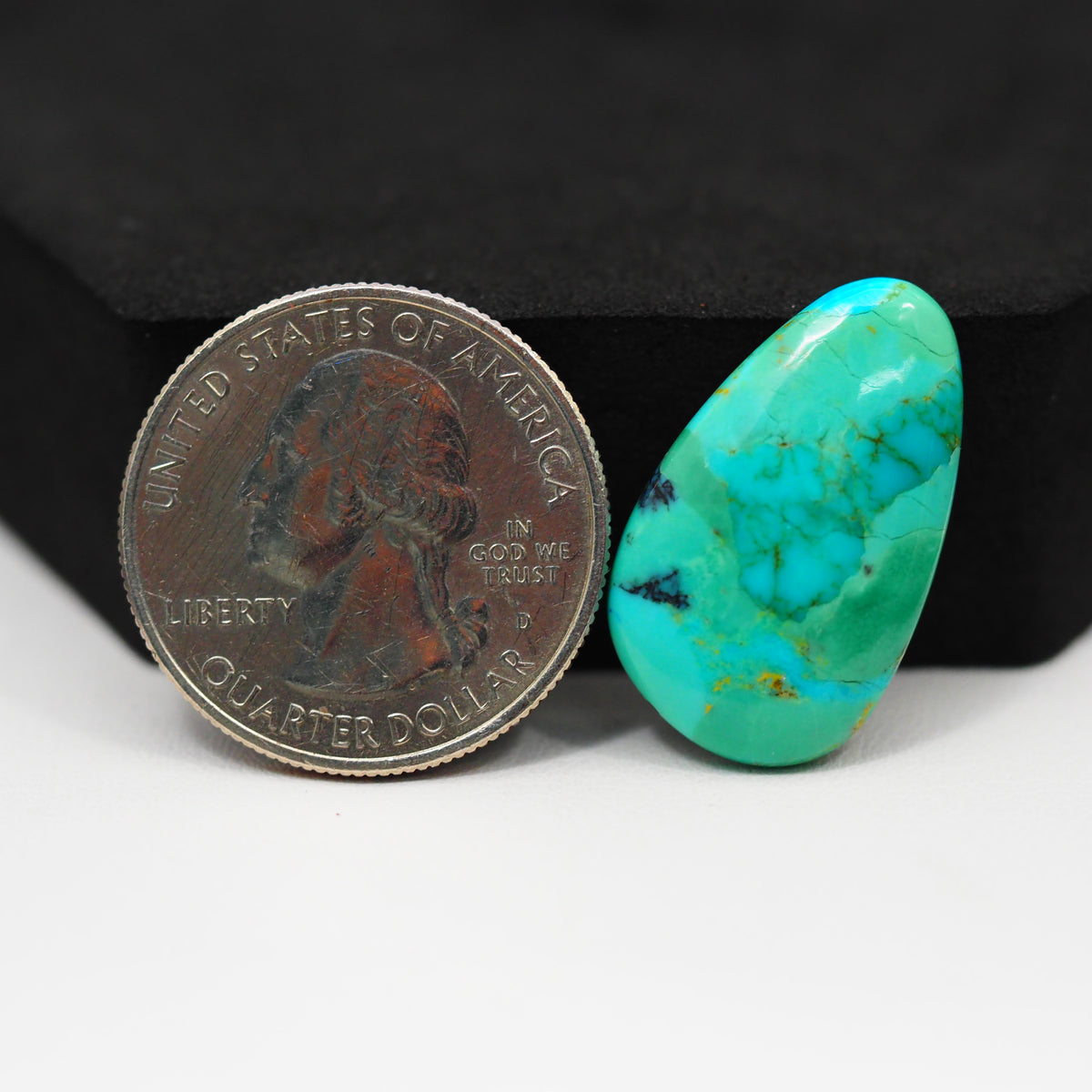 Natural Mohave Turquoise Freeform Cabochon 25x15mm 10.5ct - Blue Green - Pedra Gems