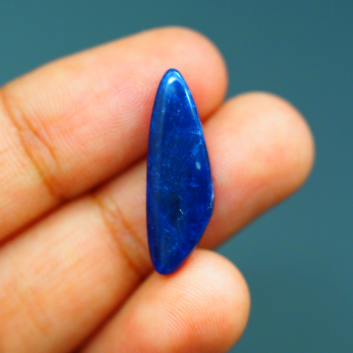 Natural Sodalite Marquise (Navette) Cabochon 22x7mm 3.5ct - Royal Blue with White Calcite Veining - Pedra Gems