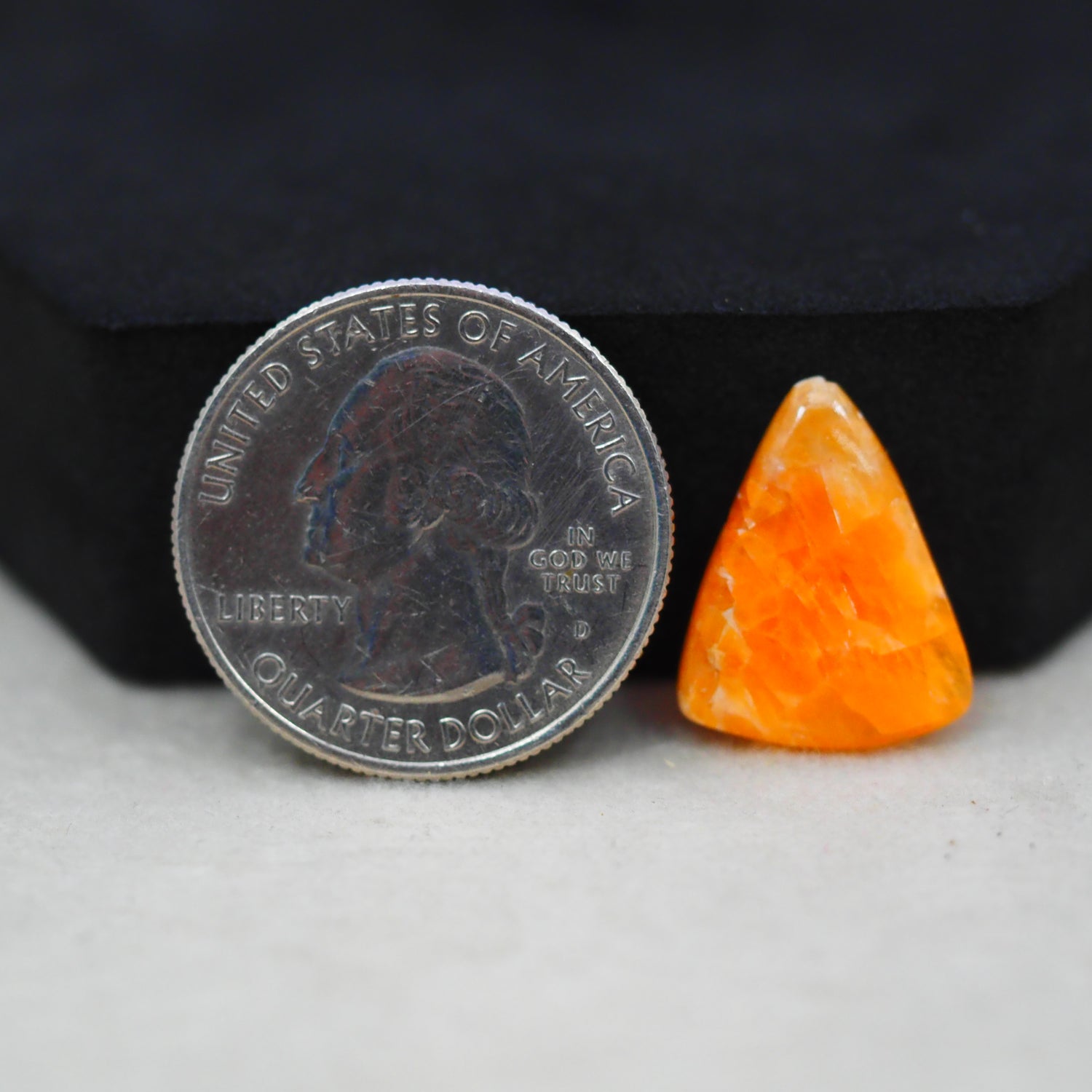 Natural Orange Calcite Trillion Cabochon 18x14mm 6ct - warm honey-orange - Pedra Gems.