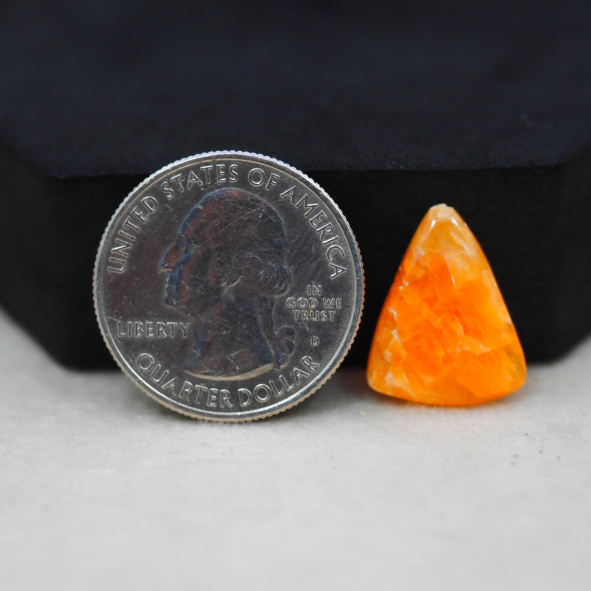 Natural Orange Calcite Trillion Cabochon 18x14mm 6ct - warm honey-orange - Pedra Gems.