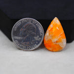 Natural Orange Calcite Pear Cabochon 25x17mm 13.5ct - warm honey-orange - Pedra Gems.