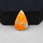 Natural Orange Calcite Pear Cabochon 25x17mm 13.5ct - warm honey-orange - Pedra Gems.