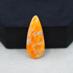 Natural Orange Calcite Pear Cabochon 31x13mm 16ct - warm honey-orange - Pedra Gems.
