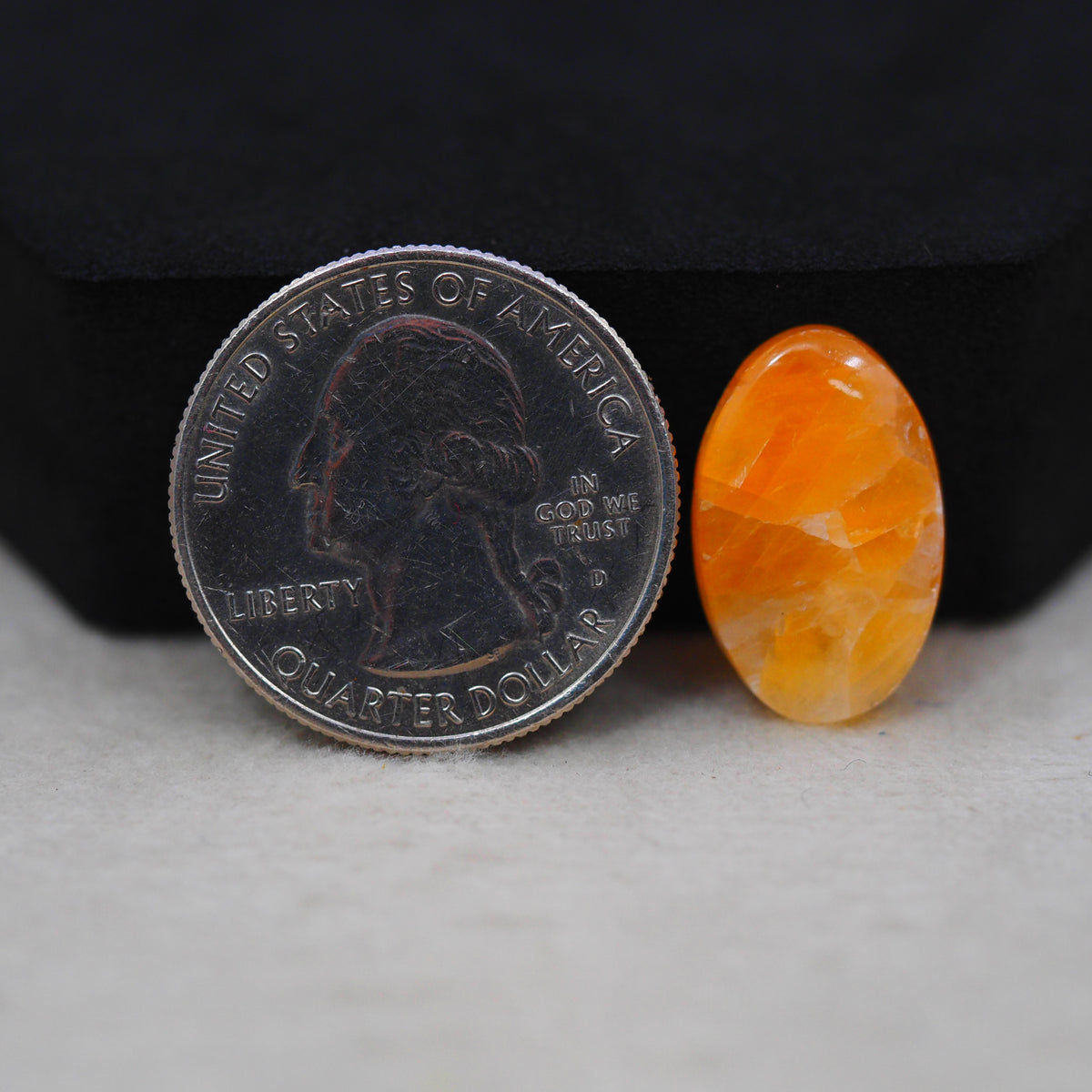 Natural Orange Calcite Oval Cabochon 19x12mm 10.5ct - warm honey-orange - Pedra Gems.