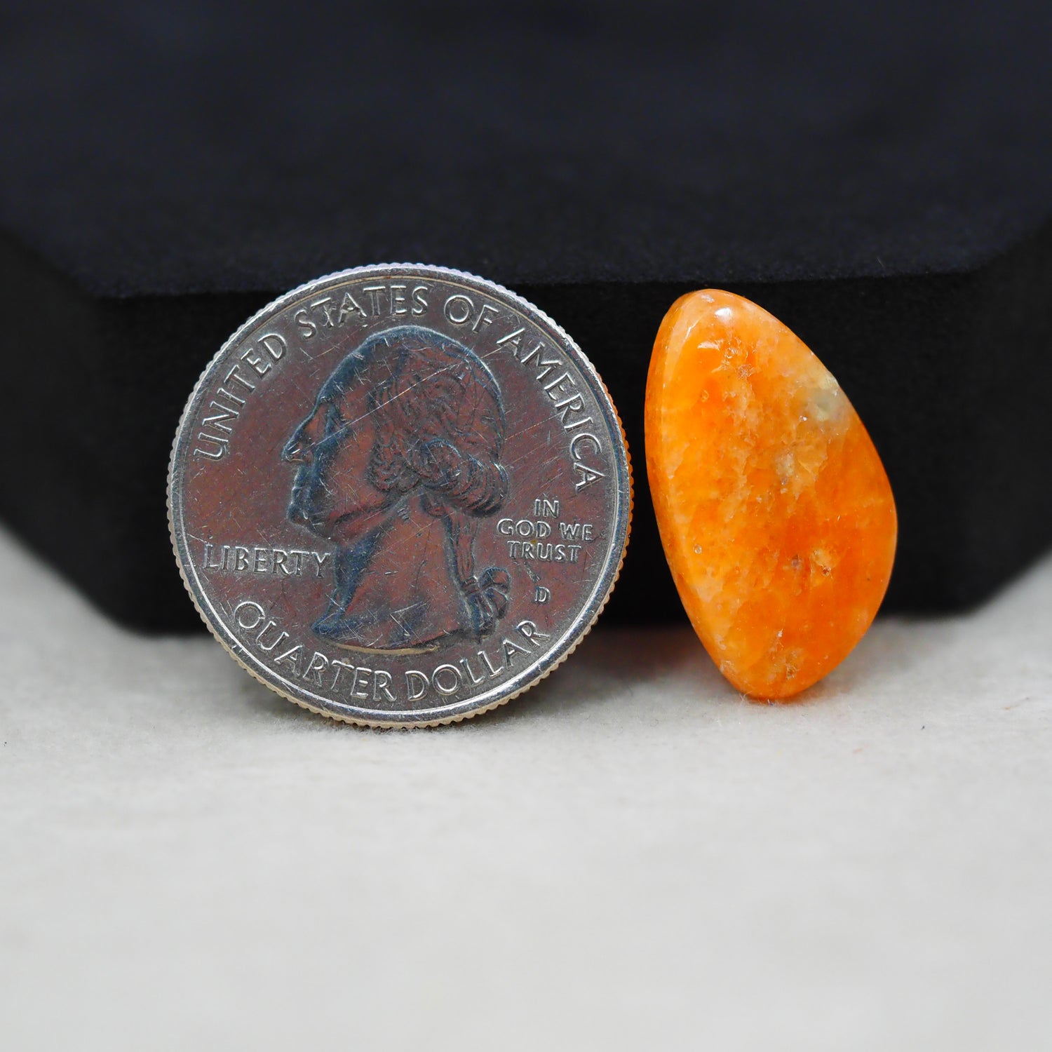Natural Orange Calcite Trillion Cabochon 22x12mm 9.5ct - warm honey-orange - Pedra Gems.