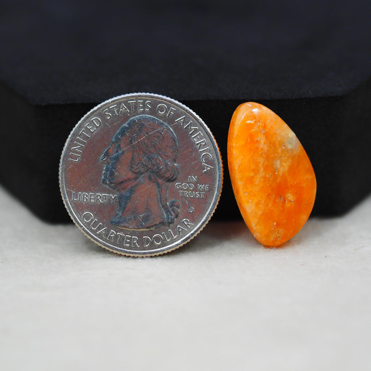 Natural Orange Calcite Trillion Cabochon 22x12mm 9.5ct - warm honey-orange - Pedra Gems.