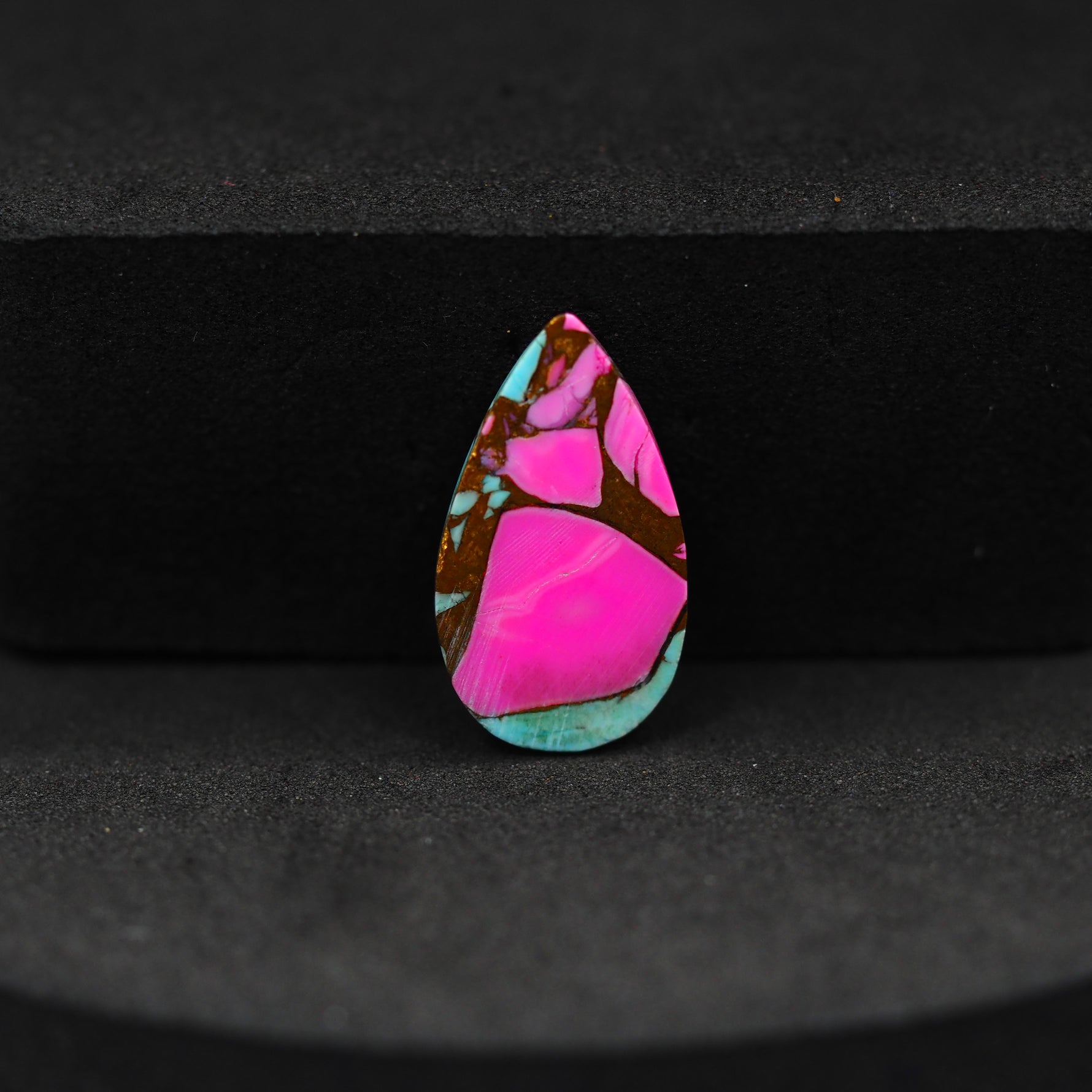 Natural Cotton Candy Turquoise 17x10x3mm Pear Cabochon 5.5ct - Pink & Blue Composite - Pedra Gems