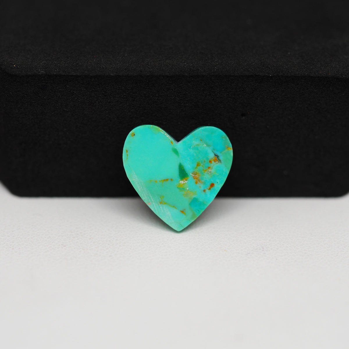 Natural Mohave Turquoise Heart Cabochon 14x14mm 5.5ct - Teal Blue - Pedra Gems