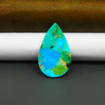Mohave Turquoise & White Buffalo Pear Cabochon 28x17mm 14ct - Bright Blue with Green Matrix - Pedra Gems