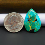 Natural Mohave Turquoise & White Buffalo Pear Cabochon 28x20mm 15ct - Green and Blue with Black Vein - Pedra Gems