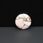 Stabilized Pink Dahlia Round Cabochon 17x17x4mm 10ct - soft pink and white with bronze veining, Kingman Arizona - Pedra Gems.