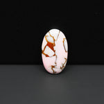 Stabilized Pink Dahlia Oval Cabochon 19x11x3mm 7ct - soft pink and white with bronze veining, Kingman Arizona - Pedra Gems.