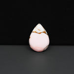 Stabilized Pink Dahlia Pear Cabochon 17x12x3mm 6.5ct - soft pink and white with bronze veining, Kingman Arizona - Pedra Gems.