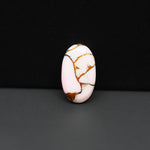 Stabilized Pink Dahlia Oval Cabochon 18x11x3mm 7.5ct - soft pink and white with bronze veining, Kingman Arizona - Pedra Gems.