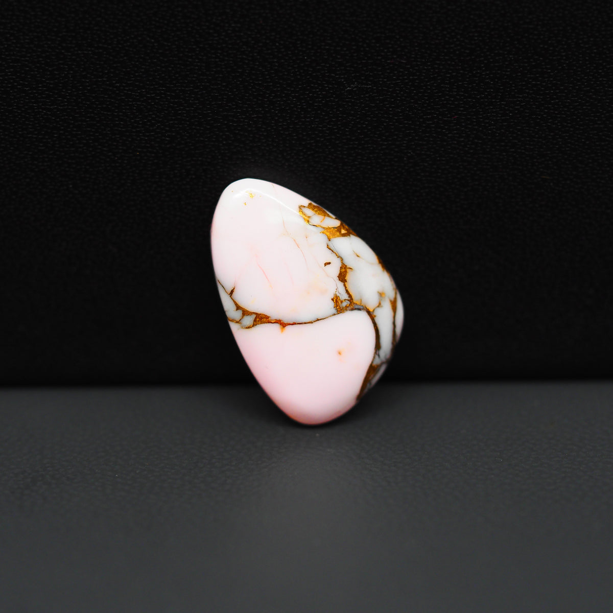 Stabilized Pink Dahlia Freeform Cabochon 19x12x3mm 7.5ct - soft pink and white with bronze veining, Kingman Arizona - Pedra Gems.