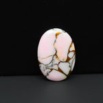 Stabilized Pink Dahlia Oval Cabochon 26x19x4mm 18.5ct - soft pink and white with bronze veining, Kingman Arizona - Pedra Gems.