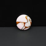 Stabilized Pink Dahlia Round Cabochon 16x16x4mm 9.5ct - soft pink and white with bronze veining, Kingman Arizona - Pedra Gems.