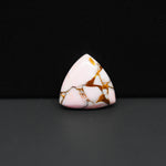 Stabilized Pink Dahlia Trillion Cabochon 16x16x4mm 8.5ct - soft pink and white with bronze veining, Kingman Arizona - Pedra Gems.