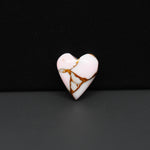 Stabilized Pink Dahlia Heart Cabochon 15x13x4mm 6ct - soft pink and white with bronze veining, Kingman Arizona - Pedra Gems.