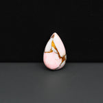 Stabilized Pink Dahlia Pear Cabochon 17x11x4mm 6ct - soft pink and white with bronze veining, Kingman Arizona - Pedra Gems.