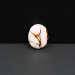 Stabilized Pink Dahlia Oval Cabochon 15x14x3mm 6.5ct - soft pink and white with bronze veining, Kingman Arizona - Pedra Gems.
