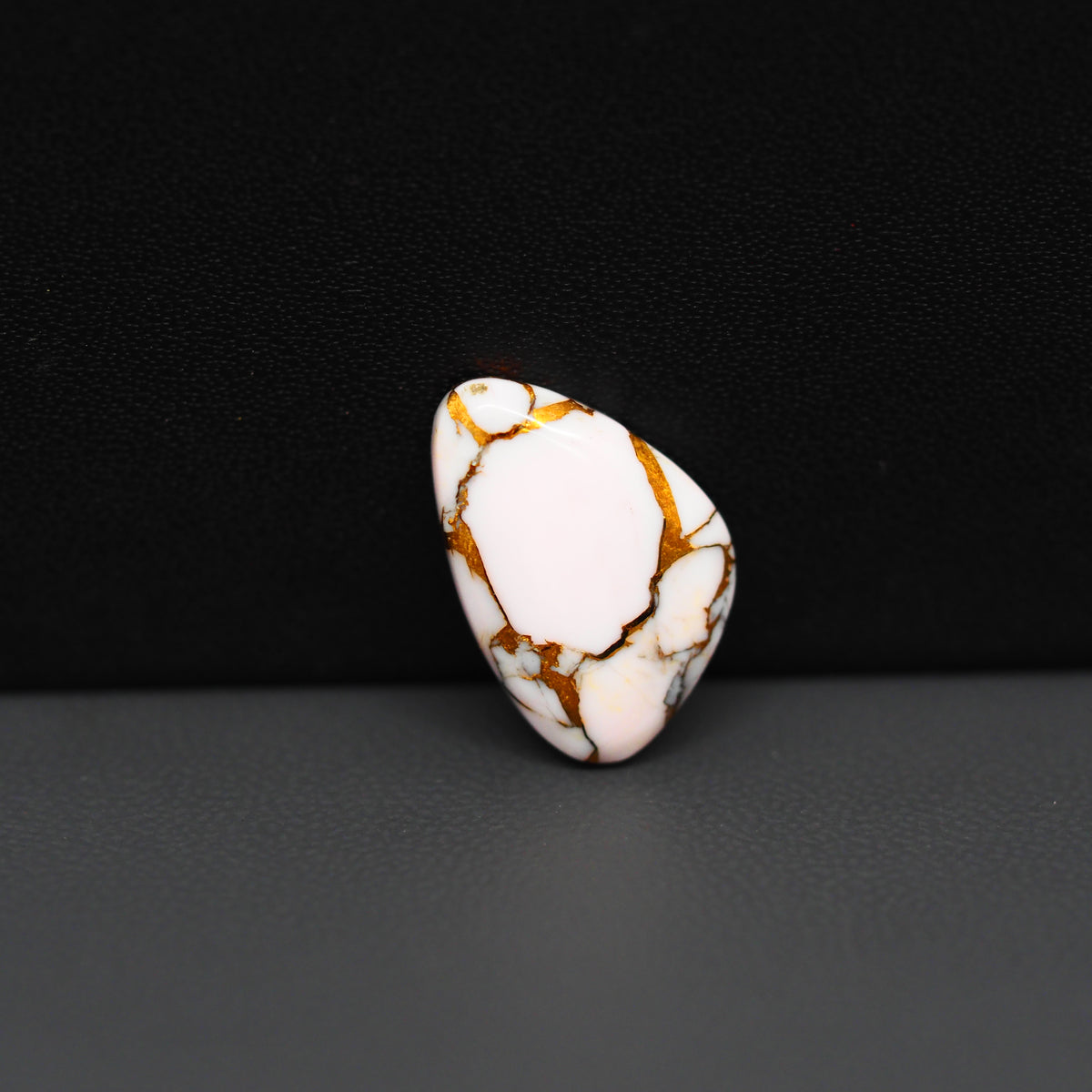Stabilized Pink Dahlia Freeform Cabochon 18x12x4mm 7.5ct - soft pink and white with bronze veining, Kingman Arizona - Pedra Gems.