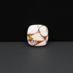 Stabilized Pink Dahlia Cushion Cabochon 15x15x4mm 9ct - soft pink and white with bronze veining, Kingman Arizona - Pedra Gems.