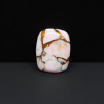 Stabilized Pink Dahlia Cushion Cabochon 20x15x4mm 13ct - soft pink and white with bronze veining, Kingman Arizona - Pedra Gems.