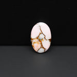 Stabilized Pink Dahlia Oval Cabochon 18x12x3mm 7ct - soft pink and white with bronze veining, Kingman Arizona - Pedra Gems.