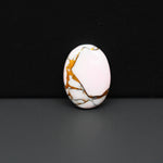 Stabilized Pink Dahlia Oval Cabochon 20x15x4mm 10ct - soft pink and white with bronze veining, Kingman Arizona - Pedra Gems.