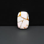 Stabilized Pink Dahlia Cushion Cabochon 19x12x4mm 9.5ct - soft pink and white with bronze veining, Kingman Arizona - Pedra Gems.