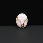 Stabilized Pink Dahlia Oval Cabochon 15x12x4mm 7ct - soft pink and white with bronze veining, Kingman Arizona - Pedra Gems.
