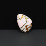 Stabilized Pink Dahlia Freeform Cabochon 20x14x4mm 11ct - soft pink and white with bronze veining, Kingman Arizona - Pedra Gems.