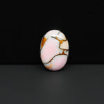 Stabilized Pink Dahlia Oval Cabochon 19x13x4mm 10.5ct - soft pink and white with bronze veining, Kingman Arizona - Pedra Gems.