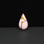 Stabilized Pink Dahlia Pear Cabochon 17x10x4mm 6ct - soft pink and white with bronze veining, Kingman Arizona - Pedra Gems.