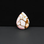 Stabilized Pink Dahlia Pear Cabochon 19x14x4mm 9ct - soft pink and white with bronze veining, Kingman Arizona - Pedra Gems.