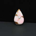 Stabilized Pink Dahlia Pear Cabochon 21x13x3mm 8.5ct - soft pink and white with bronze veining, Kingman Arizona - Pedra Gems.