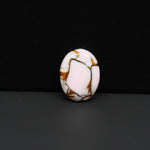 Stabilized Pink Dahlia Oval Cabochon 17x13x3mm 7.5ct - soft pink and white with bronze veining, Kingman Arizona - Pedra Gems.