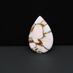 Stabilized Pink Dahlia Pear Cabochon 27x18x3mm 11ct - soft pink and white with bronze veining, Kingman Arizona - Pedra Gems.