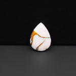 Stabilized Pink Dahlia Pear Cabochon 14x11x3mm 7ct - soft pink and white with bronze veining, Kingman Arizona - Pedra Gems.