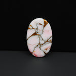 Stabilized Pink Dahlia Oval Cabochon 28x18x2mm 11.5ct - soft pink and white with bronze veining, Kingman Arizona - Pedra Gems.