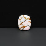 Stabilized Pink Dahlia Cushion Cabochon 17x14x4mm 9.5ct - soft pink and white with bronze veining, Kingman Arizona - Pedra Gems.